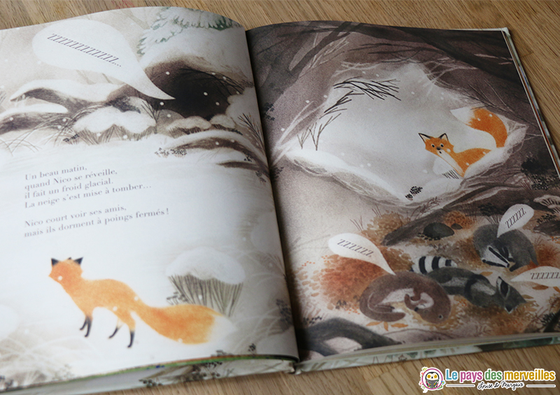 Livre enfant avec des dessins sur le thème de l'hibernation