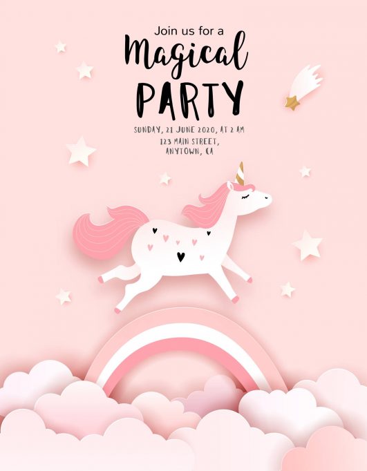 carte invitation licorne