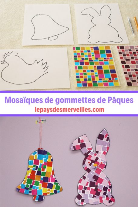 mosaïques de gommettes sur le thème de Pâques