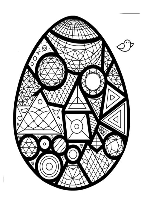Coloriage œuf de Pâques géométrie 