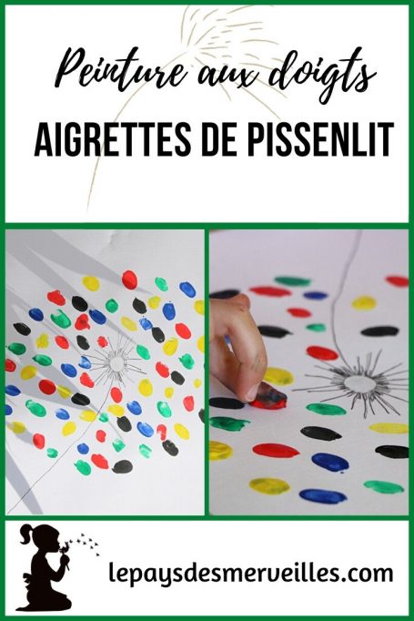 Aigrettes de pissenlit peintes avec les empreintes de doigts