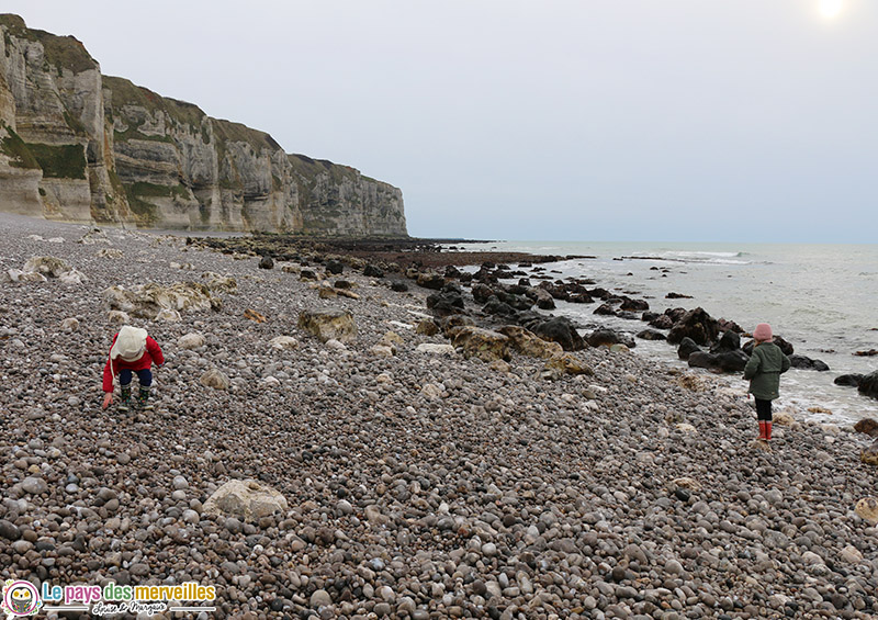 Plage de galets peu fréquentée proche d'Etretat