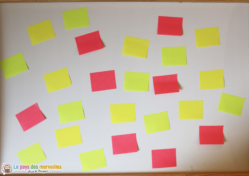 post-it collés sur un plateau