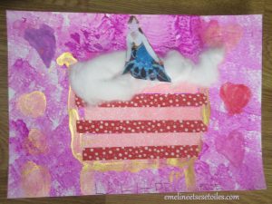 Peinture et collage La princesse au petit pois