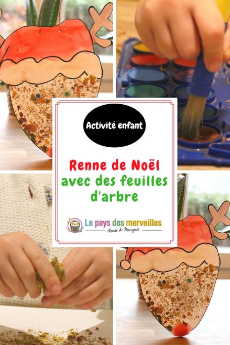 Renne de Noël avec des feuilles d'arbre séchées et écrasées