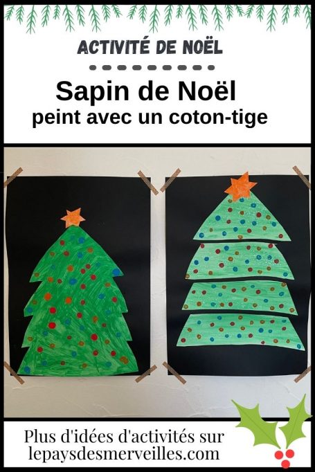 Sapin de Noël peint avec un coton-tige