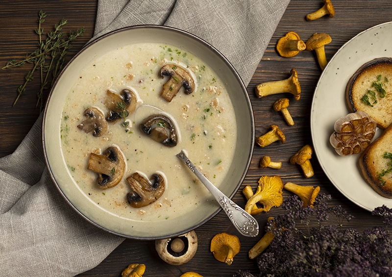 soupe aux champignons et châtaignes