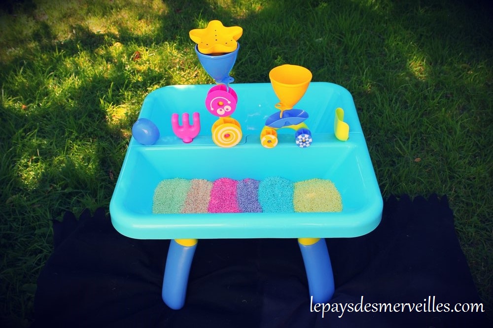 Table de jeux eau, sable ou riz coloré