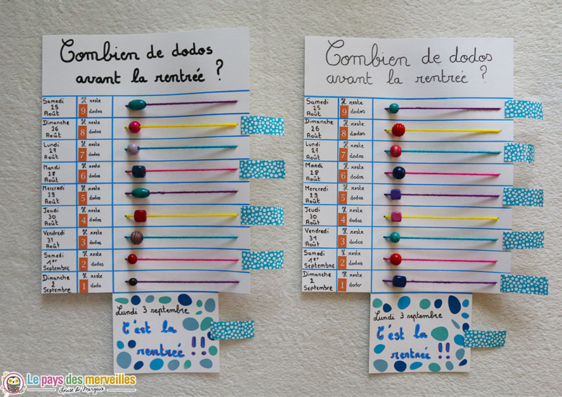 Tableau pour les enfants pour se repérer dans le temps