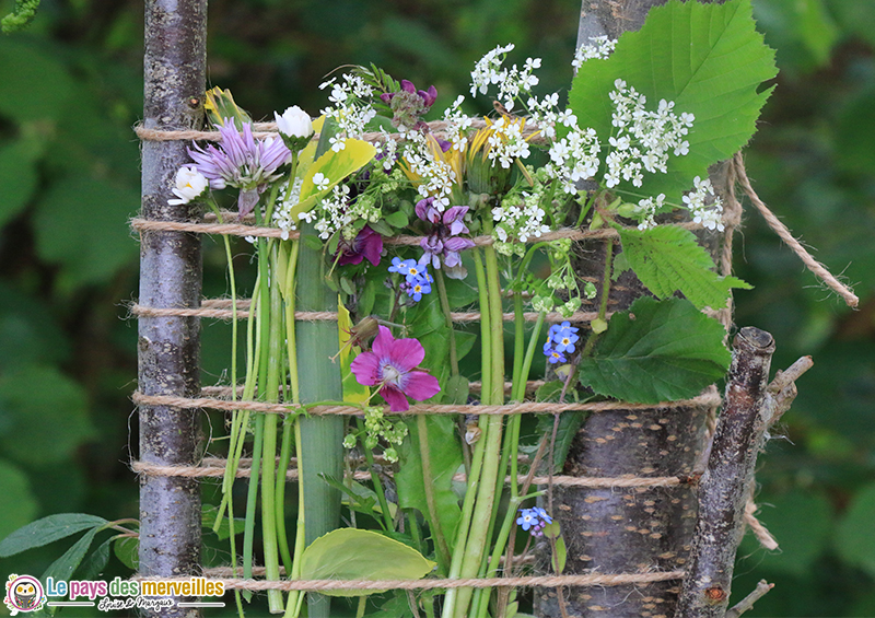 tissage végétal fleurs et feuilles